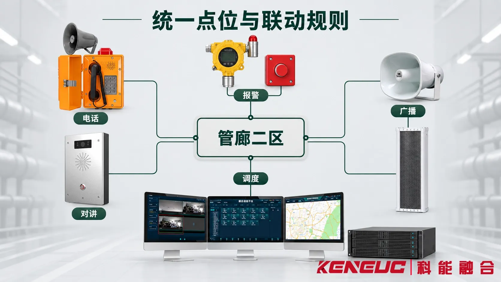 工业电话广播对讲和报警系统通过统一点位与联动规则建立设备关系