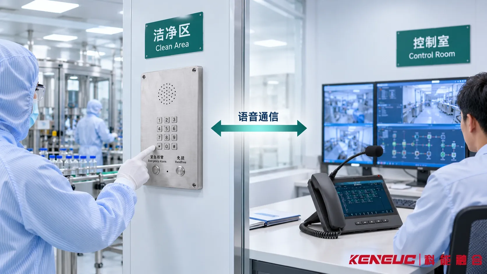 洁净室电话连接洁净生产区域与控制室进行双向语音通信